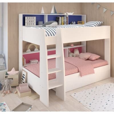 Tam Tam White Wooden Bunk Bed with Underbed Storage Drawer