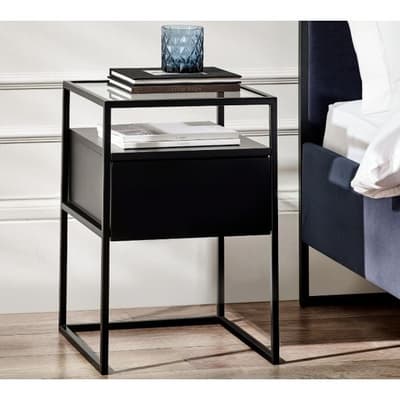 Universal Black 1 Drawer Bedside Table