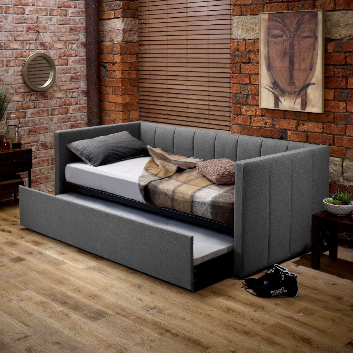 Cooper Grey Fabric Guest Bed