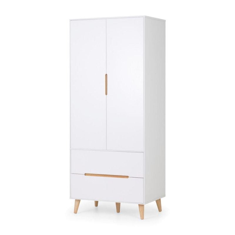 Alicia White and Oak 2 Door Wooden Combination Wardrobe