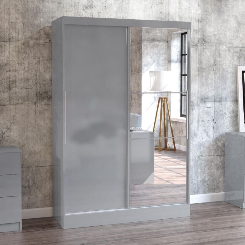 Lynx Grey 2 Door Sliding Wardrobe with Mirror